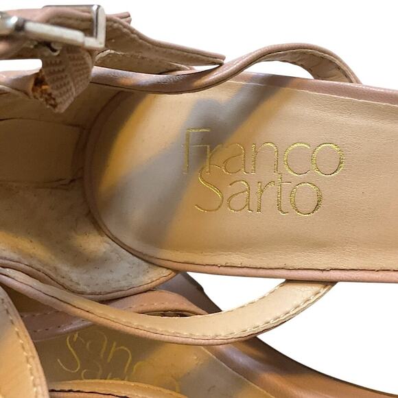 Franco Sarto Pump Shoes Women’s 9.5 M Blush Wedge Double Ankle Straps Back Zip - Picture 7 of 9